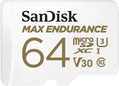 Карта памяти 64 Гб Micro SDXC SanDisk Max Endurance Class 10 V30 U3 [SDSQQVR-064G-GN6IA] c адаптером