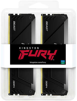 Память оперативная/ Kingston 32GB 3200MT/s DDR4 CL16 DIMM (Kit of 2) 1Gx8 FURY Beast RGB