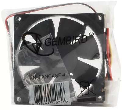 Вентилятор Gembird FANCASE-4, 80мм, 2600rpm, 27 дБА, Molex, 2шт
