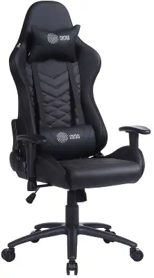 Кресло игровое Cactus CS-CHR-0099BLR с RGB-подсветкой черный/красный экокожа с подголов. крестов. сталь