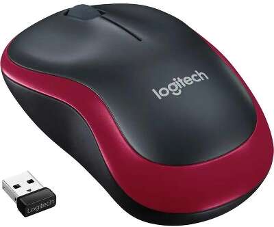 Мышь беспроводная LOGITECH M185 черный/красный (USB, 1000dpi, 3but) (910-002633)
