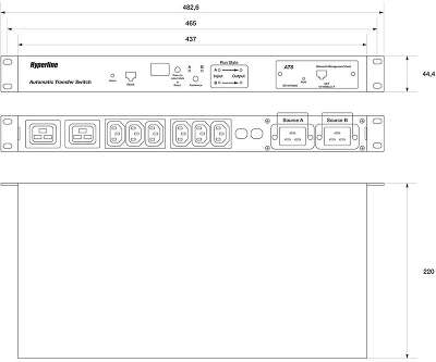 Блок розеток Hyperline ATS-R-128H0812-Intelligent Блок розеток с функцией авт. включения резервного питания (АВР/ATS) 19