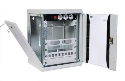 Шкаф коммутационный ЦМО (ШРН-8.255-10) настенный 8U 320x305мм пер.дв.стекл серый 255мм 8.1кг 180град. 420мм