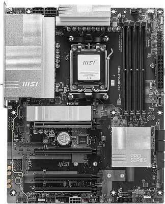 Материнская плата MSI PRO B850-P WIFI B850, AM5, 4*DDR5, 4*PCIEx16, 3*M.2, 3*TypeC, 1*USB3.2Gen2, 5*USB3.2Gen1, 8*USB2.0, 4*SATA3.0, 5G, HDMI, ATX, RTL
