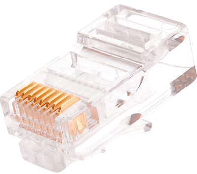 Коннектор NIKOMAX RJ45/8P8C под витую пару, Кат.5e (Класс D), 100МГц, покрытие 50мкд, универсальные ножи, неэкранированный, круглый ввод, уп-ка 100шт.