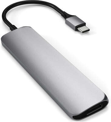 Адаптер Satechi USB-C Slim Multiport Adapter V2, Space Grey [ST-SCMA2M]