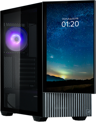 корпус ZALMAN Z10 DS, ATX, BLACK, WINDOW, built-in 15.6-inch FHD display, 2x3.5", 2x2.5", 2xUSB3.0, 1xUSB 3.1 Type-C, FRONT 2x120mm, REAR 1x120mm ARGB