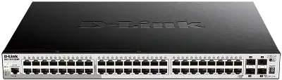 Коммутатор/ Управляемый L2+ стекируемый PoE-коммутатор, 48x1000Base-T PoE, 4x10GBase-X SFP+, PoE-бюджет 370 Вт (740 Вт с DPS-700), CLI, консольный порт RJ-45, RPS