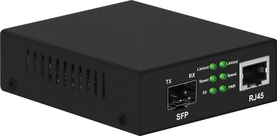 Медиаконвертер Gigabit Ethernet/ Медиаконвертер Gigabit Ethernet, SFP 1000Мбит/c, RJ45 10/100/1000Мбит/c, поддержка LFP. Металлический корпус. БП DC12V(1A) в комплекте. Размеры (ШхВхГ): 70x25x95мм. Вес: 0,2кг. Рабочая температура: -10…+55°С. Совместим с ш