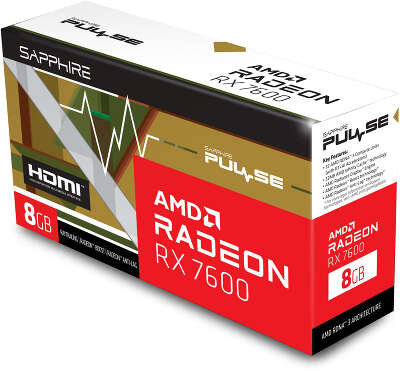 Видеокарта Sapphire AMD Radeon RX 7600 PULSE 8Gb DDR6 PCI-E HDMI, 3DP