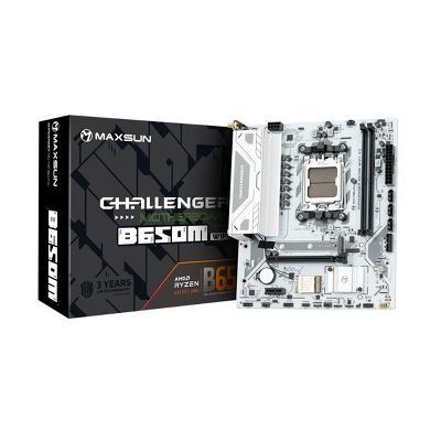 Материнская плата MAXSUN MS-Challenger B650M WIFI ICE, AM5, B650, 2*DDR5, 3*SATA 3.0, M.2, USB 3.2, USB 2.0, 1*PCIE 16, 1*PCIE 1, HDMI+DP, mATX