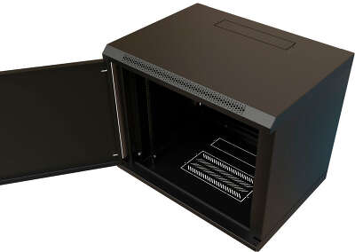 Шкаф коммутационный WRline (WR-TW-1266-SR-RAL9004) настенный 12U 600x600мм пер.дв.металл 2 бок.пан. направл.под винты 60кг черный 520мм 650мм IP20 сталь