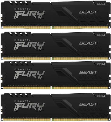 Память DDR4 4x8GB 3200MHz Kingston KF432C16BBK4/32 Fury Beast Black RTL Gaming PC4-25600 CL16 DIMM 288-pin 1.35В kit dual rank с радиатором Ret