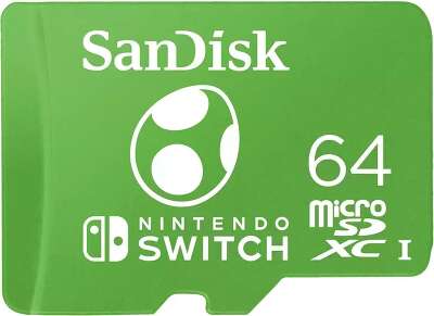 Карта памяти 64 Гб Micro SDXC SanDisk Nintendo Switch Class 10 UHS-I [SDSQXAO-064G-GN6ZN] без адаптера