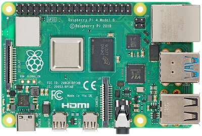 Одноплатный компьютер Raspberry Pi 4 Model B (RA545) Retail, 4GB RAM, Broadcom BCM2711 Quad core Cortex-A72 (ARM v8) 64-bit SoC @ 1.5GHz CPU, WiFi, Bluetooth, 40-pin GPIO, 2x USB 3.0, 2xUSB 2.0,2x micro-HDMI,USB-C 5V Power разъем (RASP4448) (931182)