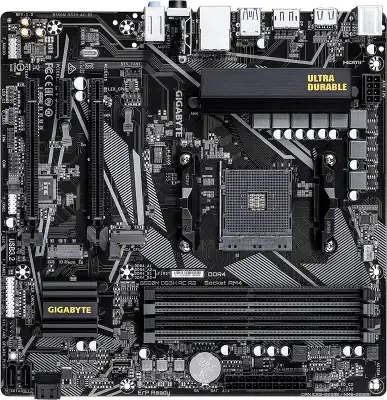 Материнская плата Gigabyte B550M DS3H AC R2 Soc-AM4 AMD B550 4xDDR4 mATX AC`97 8ch(7.1) GbLAN RAID+HDMI+DP