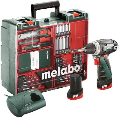 Дрель-шуруповерт Metabo Powermaxx BS Basic Set с набором оснастки аккум. патрон:быстрозажимной (кейс в комплекте) (600080880)