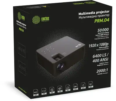 Проектор Cactus CS-PRM.04WT.WUXGA-A LCD 6400Lm LS 400Lm ANSI (1920x1080) 2000:1 ресурс лампы:50000часов 2xUSB typeA 3xHDMI 2.5кг