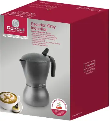 Кофеварка гейзерн. Rondell Escurion Grey RDA-1274 0.45л алюминий серый