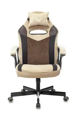Кресло игровое Zombie VIKING 6 KNIGHT Fabric коричневый/бежевый с подголов. крестов. металл