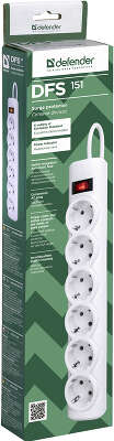 Сетевой фильтр Defender DFS 151 1,8 м, белый, 6 розеток/ Surge Protector Defender DFS 151 1,8m, white, 6 outlets