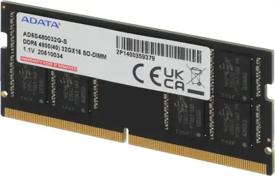 Память DDR5 32GB 4800MHz A-Data AD5S480032G-S RTL PC4-38400 CL40 SO-DIMM 262-pin 1.1В single rank Ret