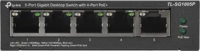 Коммутатор TP-Link TL-SG1005P (L2) 5x1Гбит/с 4PoE+ 65W неуправляемый