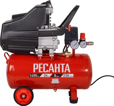 Компрессор поршневой Ресанта КП-24/230М масляный 230л/мин 24л 1600Вт красный/черный