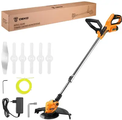 Триммер электрический Deko DKTR12 1х2.5Ач аккум. неразбор.штан. реж.эл.:леска/нож/диск