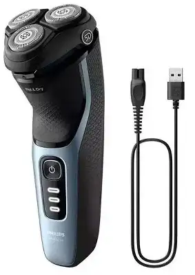 Бритва роторная Philips S3243/12 реж.эл.:3 питан.:аккум. голубой/серебристый