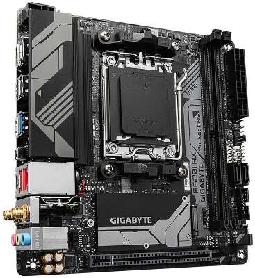 Материнская плата Gigabyte A620I AX, Socket AM5, AMD A620, 2xDDR5-5200, HDMI+DP, 1xPCI-Ex16, 2xSATA3(RAID 0,1), 1xM.2, 8 Ch Audio, 2.5GbLan, WiFi, (2+2)xUSB2.0, (3+2)xUSB3.2, (1+1)xUSB3.2 Type-C™, Mini-ITX, RTL