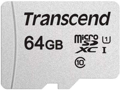 Карта памяти 64 Гб Micro SDXC Transcend Class 10 UHS-I U1 [TS64GUSD300S]