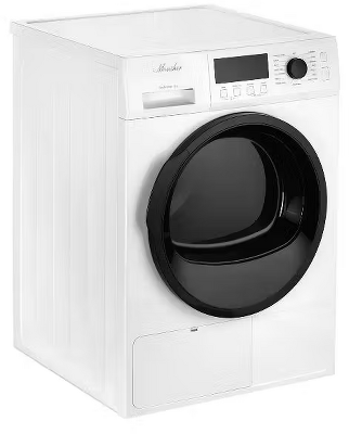 Сушильная машина MONSHER/ Сушильная машина MONSHER, High-Tech, загрузка 8 кг, 16 программ, тепловой насос, подсветка барабана, отсрочка старта, электронное управление, блокировка от детей, энергоэффективность А++, цвет белый