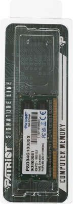 Память DDR3 4Gb 1333MHz Patriot PSD34G13332S RTL PC3-10600 CL9 SO-DIMM 204-pin 1.5В dual rank Ret