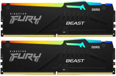 Модуль памяти Kingston 32GB DDR5 5600 DIMM FURY Beast Black RGB kit 2*16,Non-ECC, CL40, 1.25V, 288-pin RTL