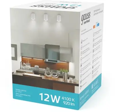 Светильник Gauss Overhead потолоч. 12Вт 4100K цв.св.:белый нейтральный белый (HD011)