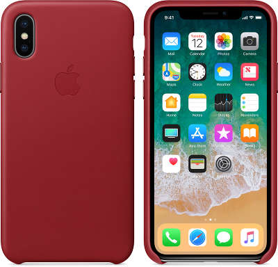Кожаный чехол для iPhone X Apple Leather Case, PRODUCT (RED) [MQTE2ZM/A]