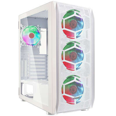 Корпус Ginzzu GL 390 FAN 12CM RGB*4 USB3.0 Window Белый
