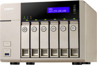 Сетевое хранилище QNAP TVS-663-4G 6 отсеков для HDD, HDMI-порт. Четырехъядерный AMD 2.4 ГГц, 4ГБ оперативной п