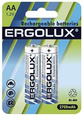 Ergolux AA-2700mAh Ni-Mh BL-2 (NHAA2700BL2, аккумулятор,1.2В)  (2 шт. в уп-ке)
