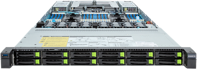 Шасси серверное Gigabyte Server Platform R183-S96 / 1U / 2xIntel (Gen 4/5) / 2xHS / 32xDIMM / 12xSFF NVME/SAS/SATA / 2x1GbE / 2xOCP 3.0 / 2xFHHL / 2x1600W / Rails
