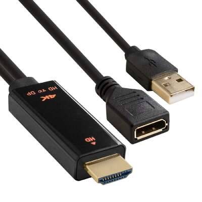 Exegate EX294714RUS Конвертер HDMI-DisplayPort ExeGate EX-A-HDMIM-DPFU2-0.15 (19M/U2AM+20F, с питанием USB2.0)