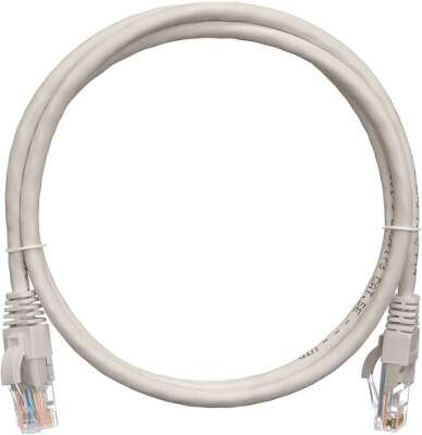 Коммутационный шнур NIKOMAX U/UTP 4 пары, Кат.5е (Класс D), 100МГц, 2хRJ45/8P8C, T568B, заливной, с защитой защелки, многожильный, BC (чистая медь), 24AWG (7х0,205мм), поливинилхлорид, серый, 0,3м