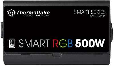 Блок питания Thermaltake ATX 500W Smart RGB 500 80+ white (20+4pin) APFC 120mm fan color LED 6xSATA RTL