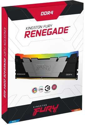 Модуль памяти Kingston 16GB DDR4 3600 FURY Renegade RGB Black XMP Non-ECC Unbuffered DIMM (Single Module) 2RX8 16-20-20 1.35V 288-pin 8Gbit