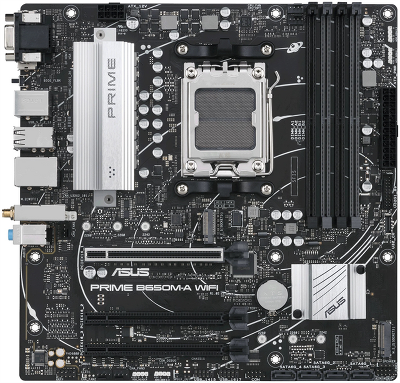 Материнская плата ASUS PRIME B650M-A WIFI, AM5, B650, 4*DDR5, 4*SATA, 2*M.2, 4*USB 3.2, 4*USB 2.0, 4*PCIx16, DP+HDMI+VGA, mATX; 90MB1EG0-M0EAY0