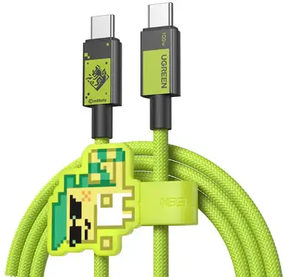 Кабель UGREEN USB-C 2.0 to USB-C версия Genshin Impact 5A Data. Длина 1M, зеленый