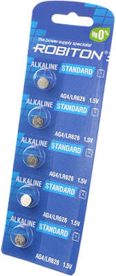 Элемент питания ROBITON STANDARD AG4 LR626 377 LR66 [R-AG4-0-BL5] (5 шт. отрывной блистер) цена за 1 шт.