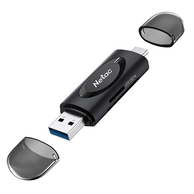 Кардридер Netac card reader WK14, USB3.0+Type-C to mSD/SD, Black (repl. NT09WK14-30BK)