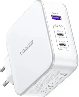 Зарядное устройство UGREEN CD289 (15339) Nexode 140W USB-A+2*USB-C GaN Fast Charger with USB-C-USB-C с кабелем